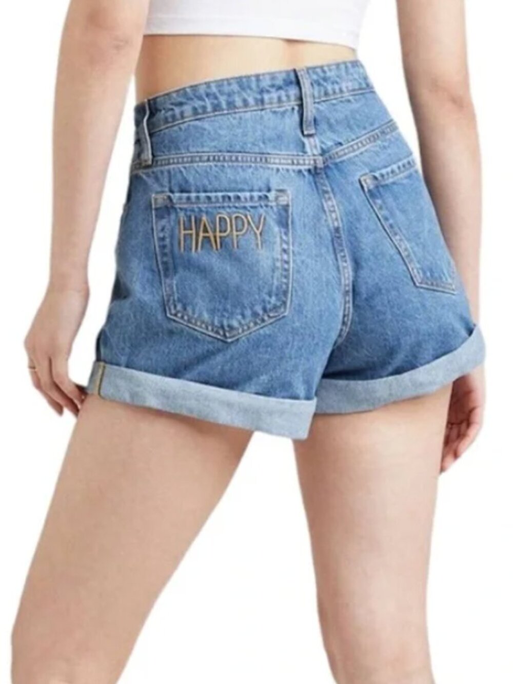 Wild Fable Highest Rise Mom Short Happy Embroidered